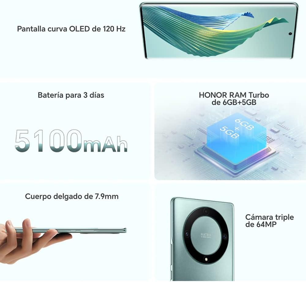 Honor Magic5 Lite Dual-SIM 128GB ROM + 6GB RAM (solo GSM  Sin CDMA) Smartphone 5G desbloqueado de fábrica, versión internacional – (Titanium