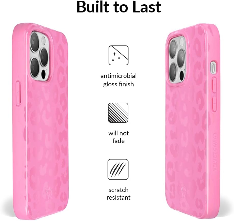 Velvet Caviar Funda diseñada para iPhone 13 Pro, probada en caídas de 8 pies, compatible con MagSafe, bonita funda protectora de guepardo para