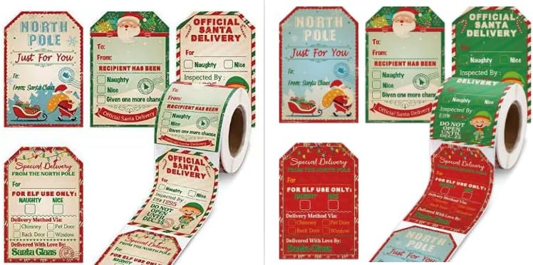 200 calcomaníasrollo de calcomanías de Navidad, decoración de vacaciones, regalo, calcomanías autoadhesivas, calcomanías de la naturaleza para