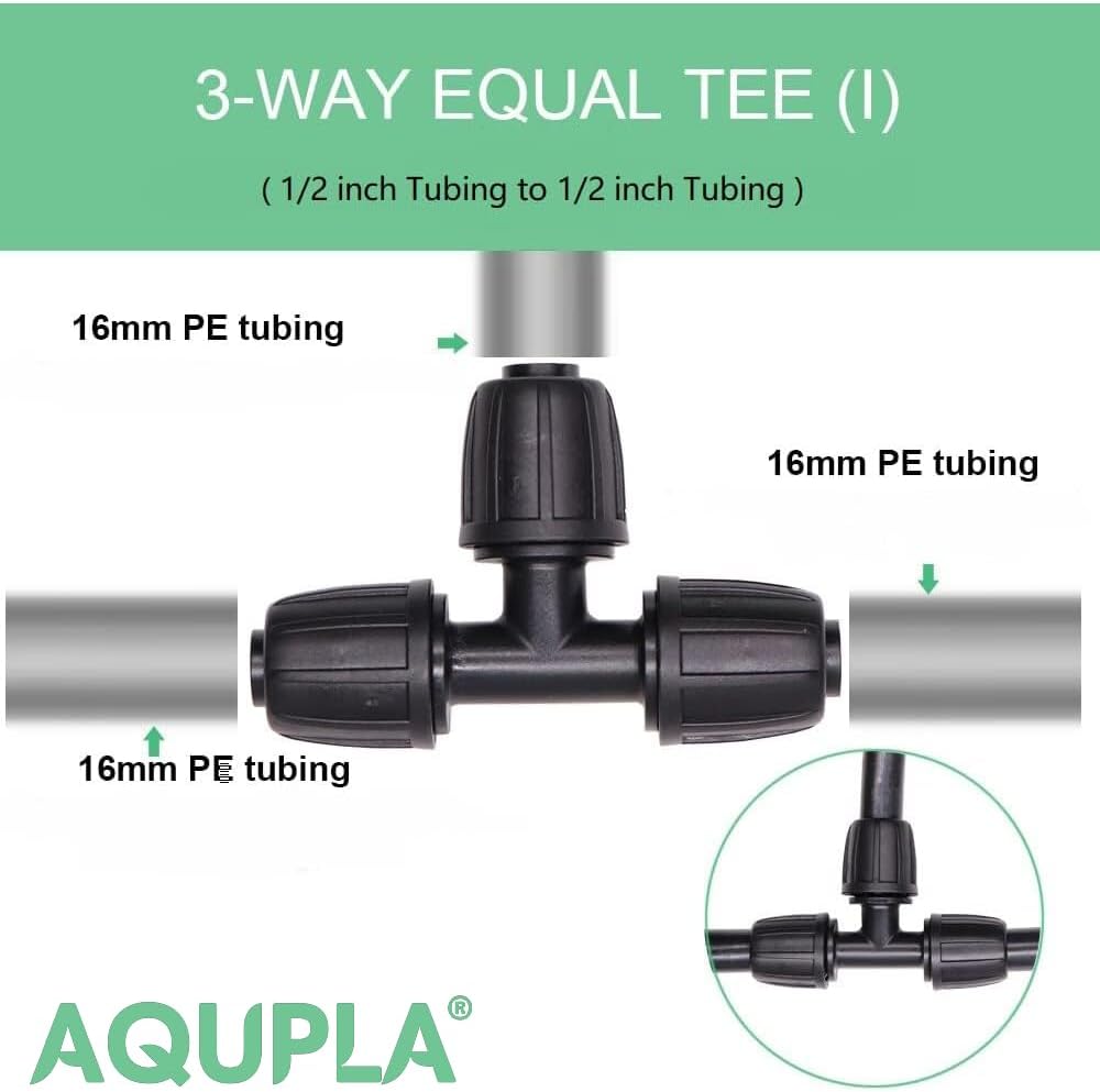 Accesorios de riego por goteo de 12 pulgada, conectores en T de púas para Rain Bird, Orbita, tubo de riego por goteo, 10 unidades