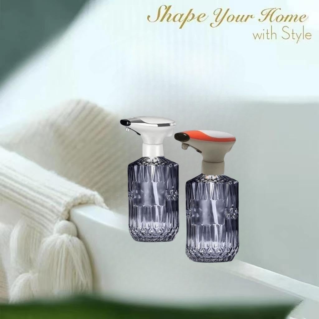 Dispensador automático de jabón líquido de 15.2 fl oz (gris transparente) botella de reemplazo de la bomba sin contacto dispensador de jabón de