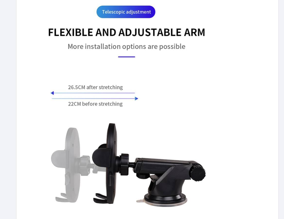 Soporte universal para tablero de instrumentos con ventosa, versión mejorada 2023, con longitud y ángulo ajustables telescópicos para parabrisas,