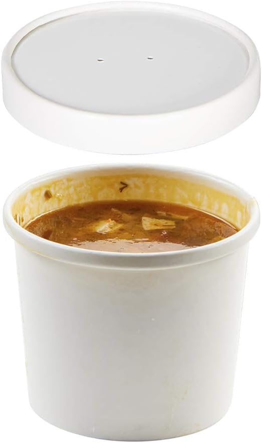 Juego de 500 recipientes de sopa de papel blanco de 12 onzas con tapas, recipientes para alimentos calientes y fríos, tazas de postre de yogur