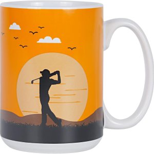 Taza de golf de cerámica, la mejor taza de café de golf divertida para oficina y hogar, taza de té grande para hombres y mujeres, 15 onzas, naranja Taza de golf de cerámica, la mejor taza de café de golf divertida para oficina y hogar, taza de té grande para hombres y mujeres, 15 onzas, naranja