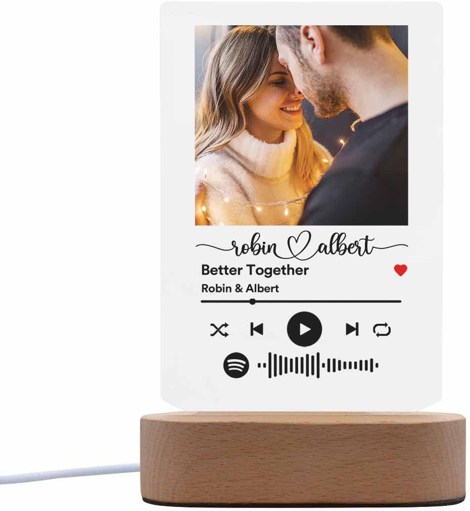 YESCUSTOM Canción acrílica personalizada con foto, regalo personalizado para novio, novia, cubierta de álbum acrílico, placa de música transparente