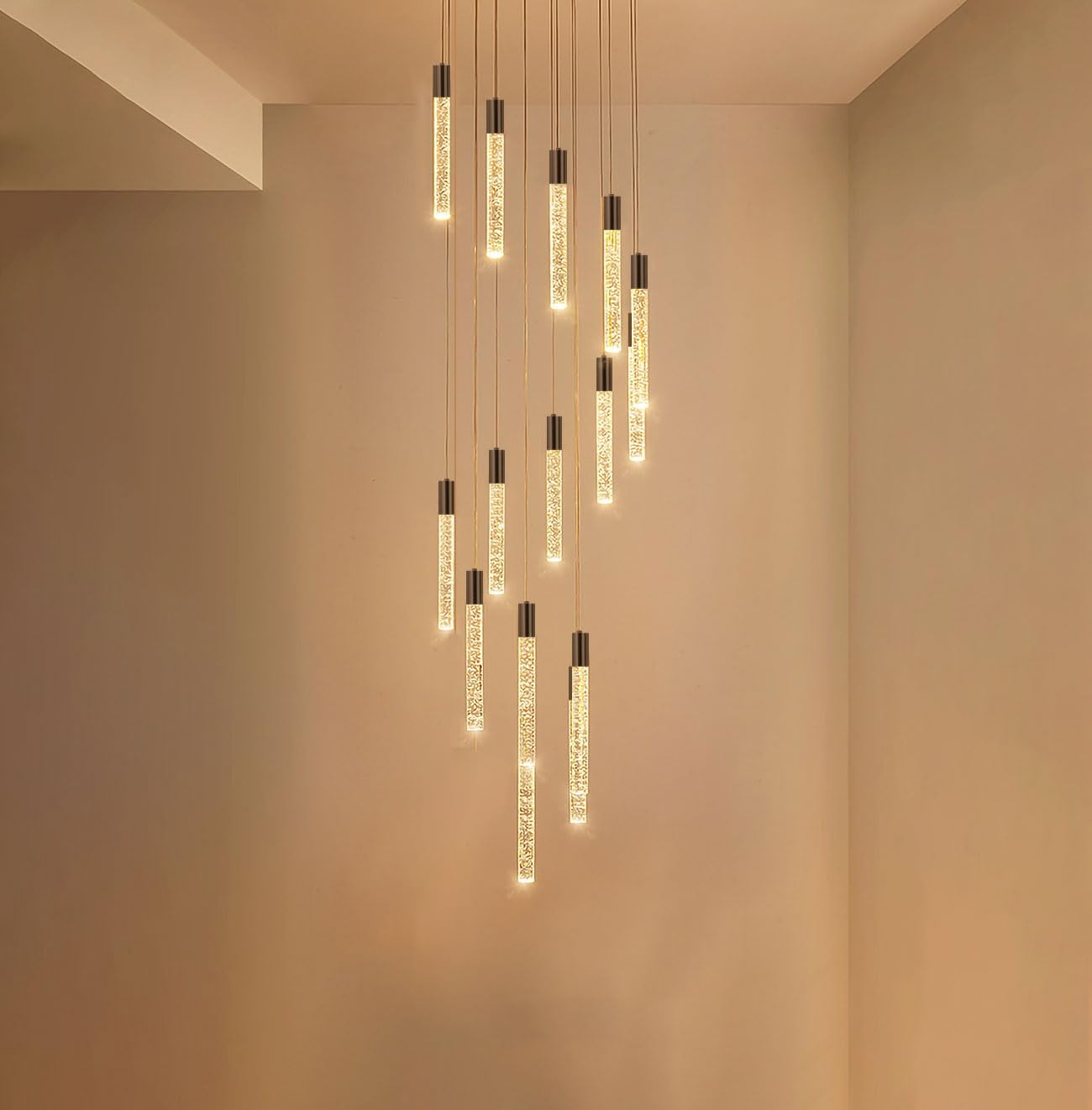 Lámparas LED para sala de estar, lámpara colgante moderno, escalera lamparas entrada, vestíbulo, iluminación dimmale lámpara negra