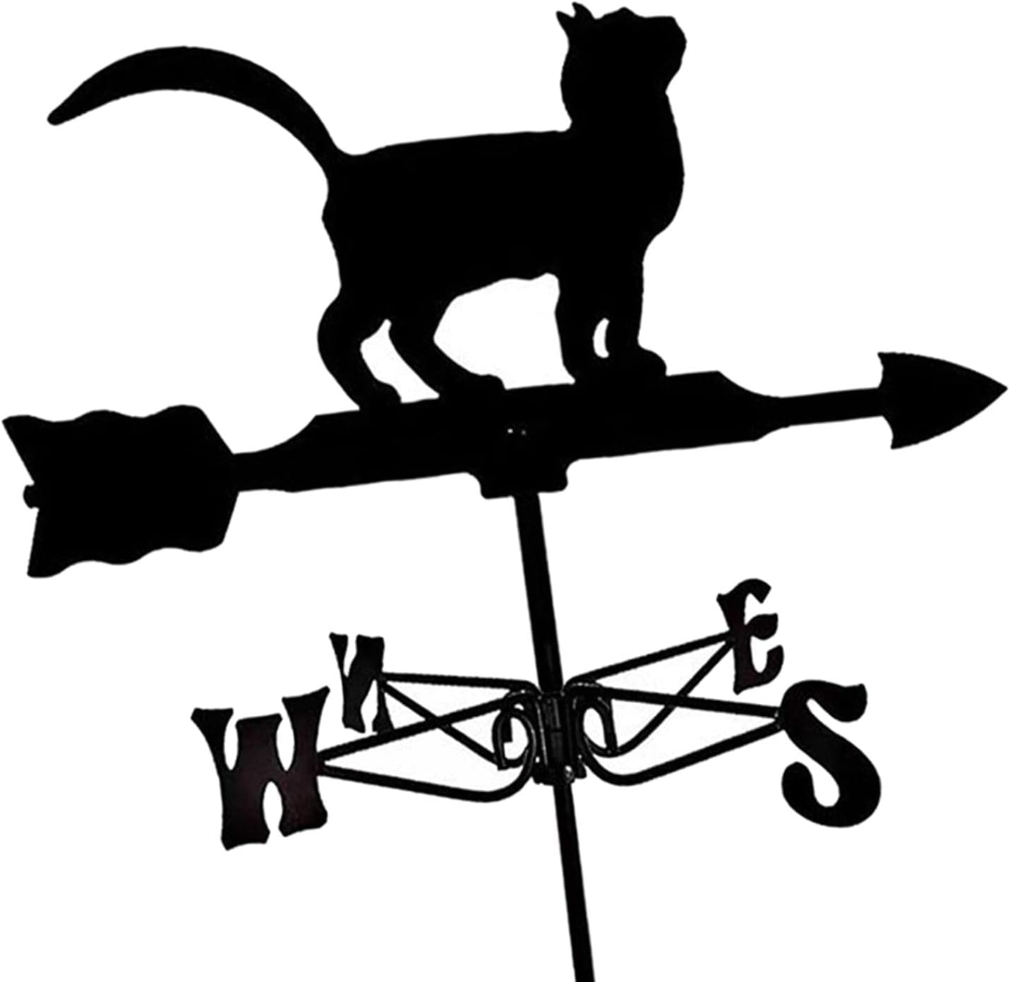 Fonowx Veleta negra de hierro forjado, escena al aire libre, estaca de arte decorativa, dirección del viento para garaje, cúpula, decoración de
