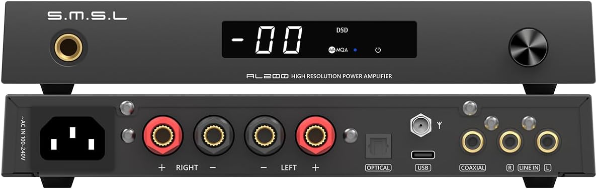 SMSL AL200, amplificador de alta fidelidad, chip amplificador estéreo MA5332MS Clase D, potencia de salida de 165W, salida de amplificador de oído