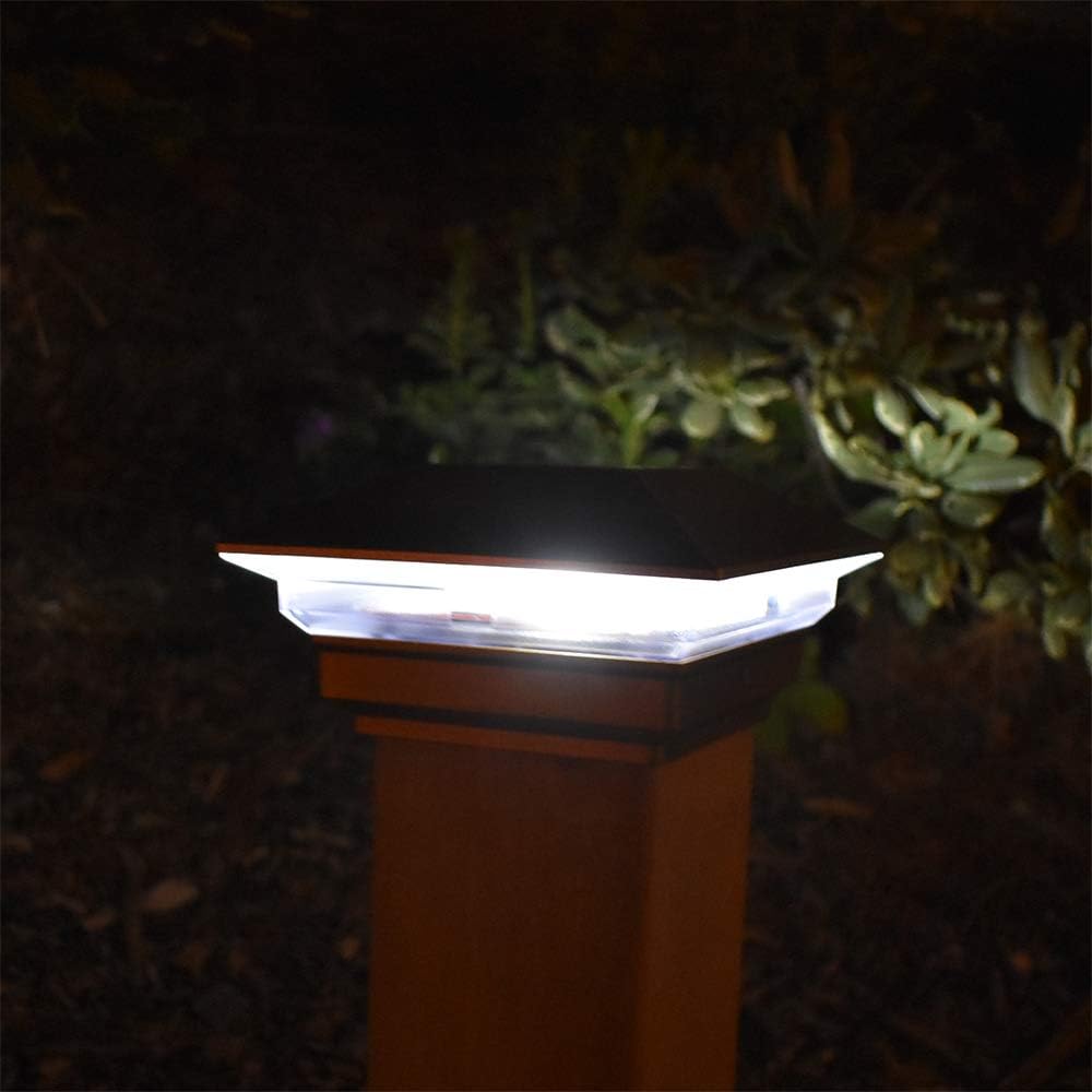 Paquete de 8 lámparas solares de cobre para jardín al aire libre, 4 x 4, LED, para poste, cubierta de poste, luz cuadrada, luz de paisaje, césped,