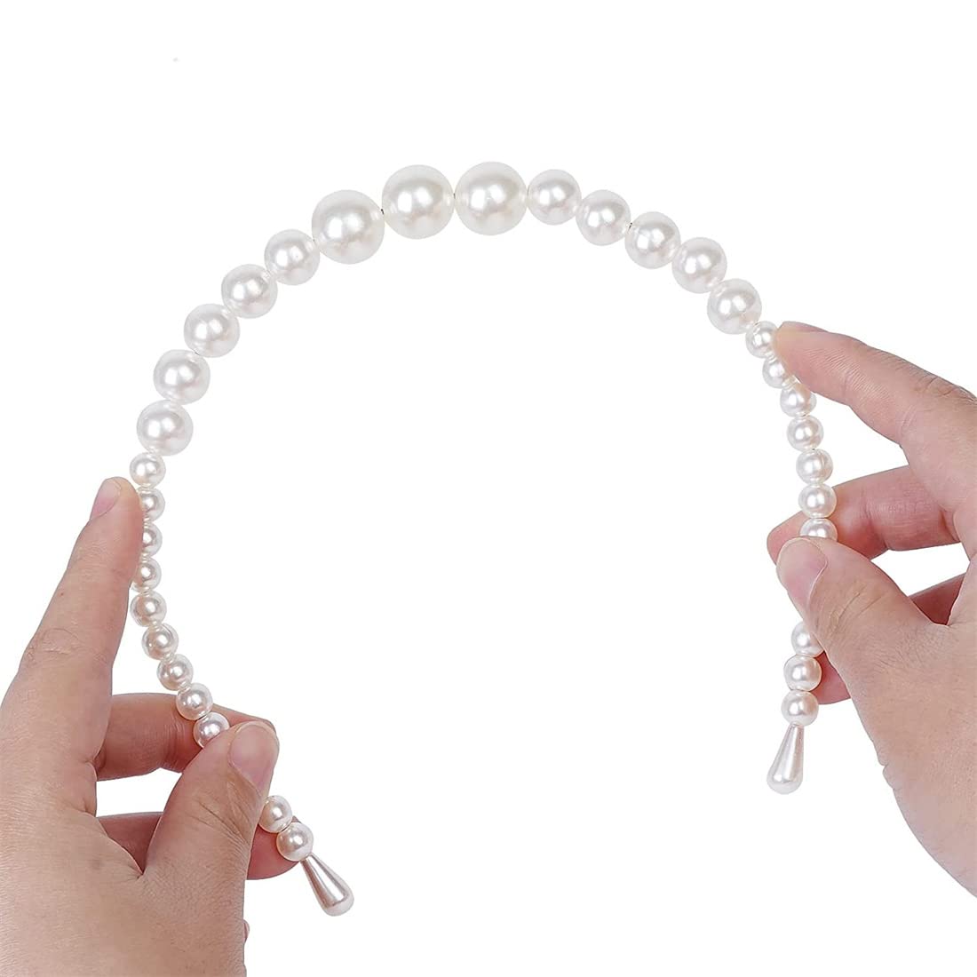 Diademas completas para mujer, elegantes aros de cristal blanco con perlas para el cabello, accesorios para el cabello, perlas, vintage, grandes,