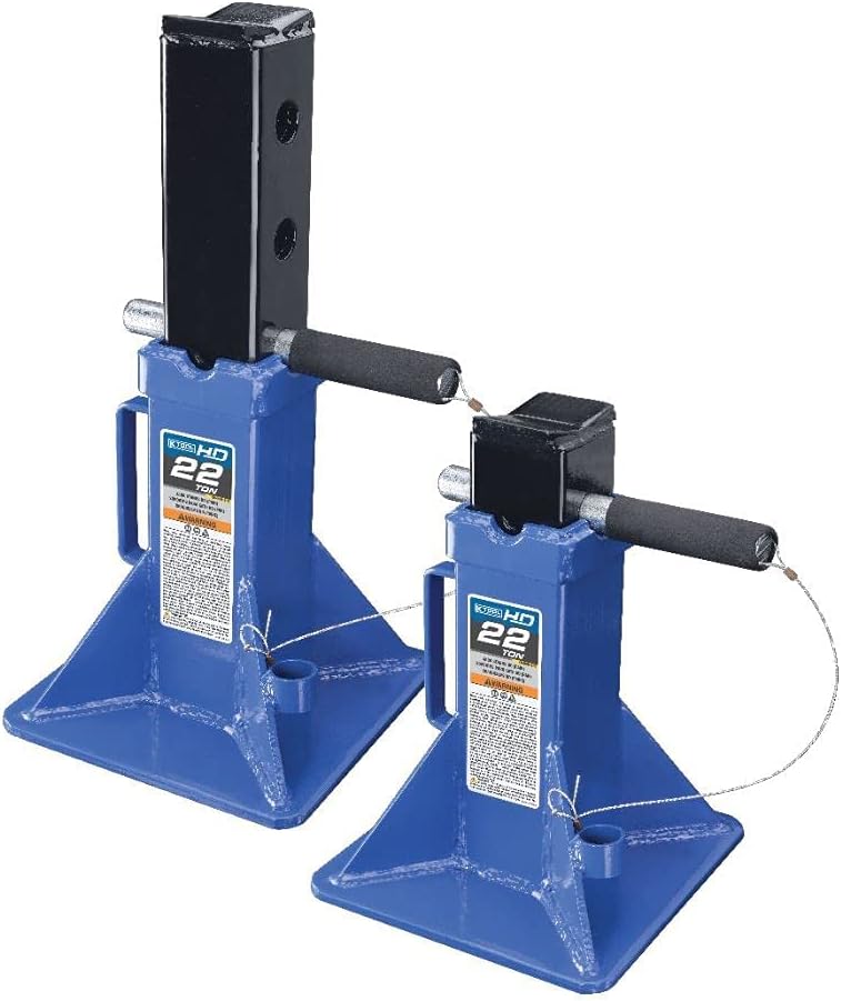 K Tool International HD61222 – Soportes de gato automotriz de 22 toneladas para garajes, talleres de reparación y bricolaje, estilo pin, sillín en