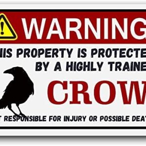 Letrero de cuervo, divertido letrero de advertencia de metal, regalo para mascotas, mascota exótica, letrero de lata para mascotas pequeñas, 12 x 16 Letrero de cuervo, divertido letrero de advertencia de metal, regalo para mascotas, mascota exótica, letrero de lata para mascotas pequeñas, 12 x 16