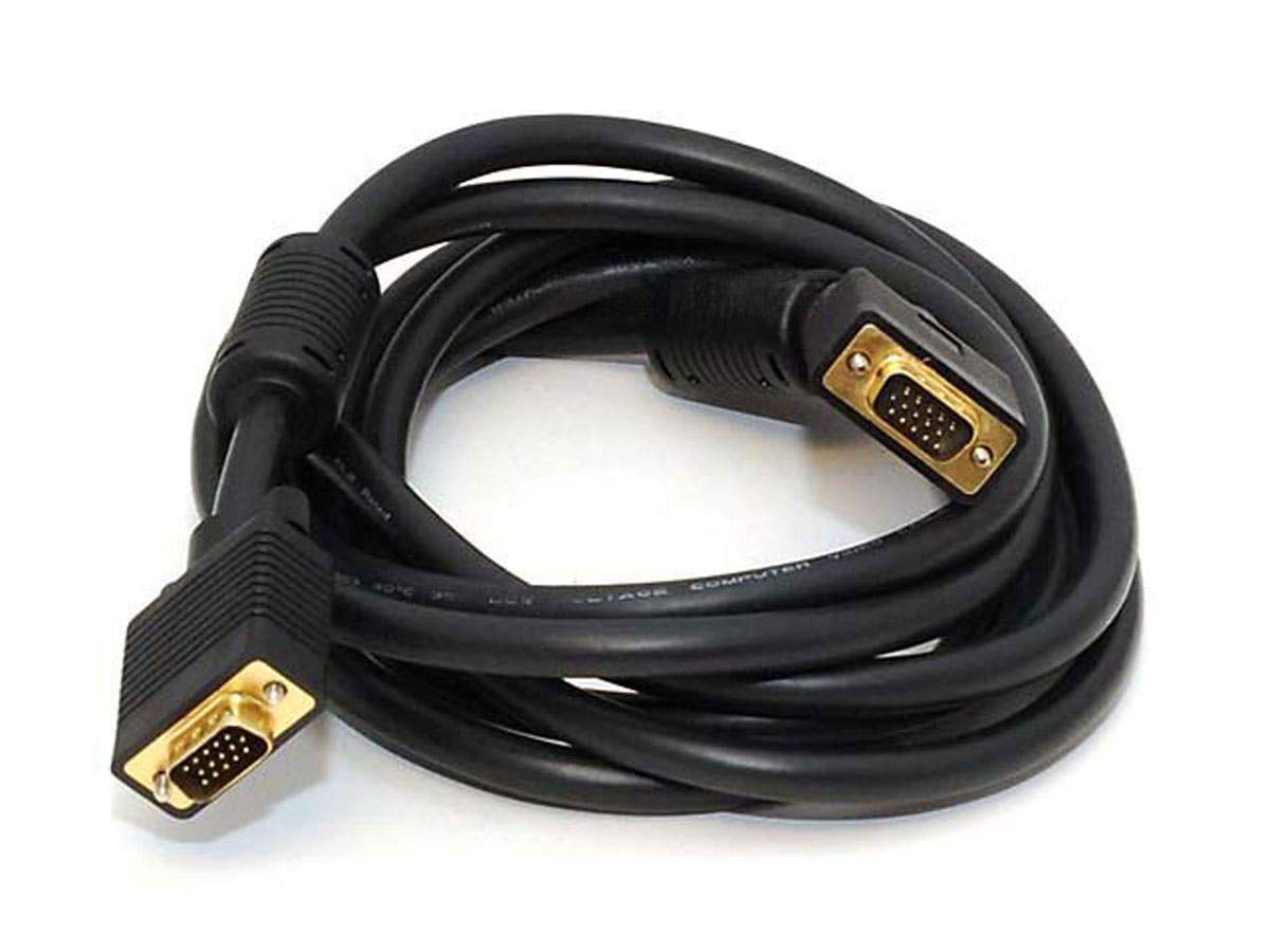 Monoprice SVGA Super VGA – Cable de monitor macho a macho, con ferritas, conectores chapados en oro, 10 pies, negro