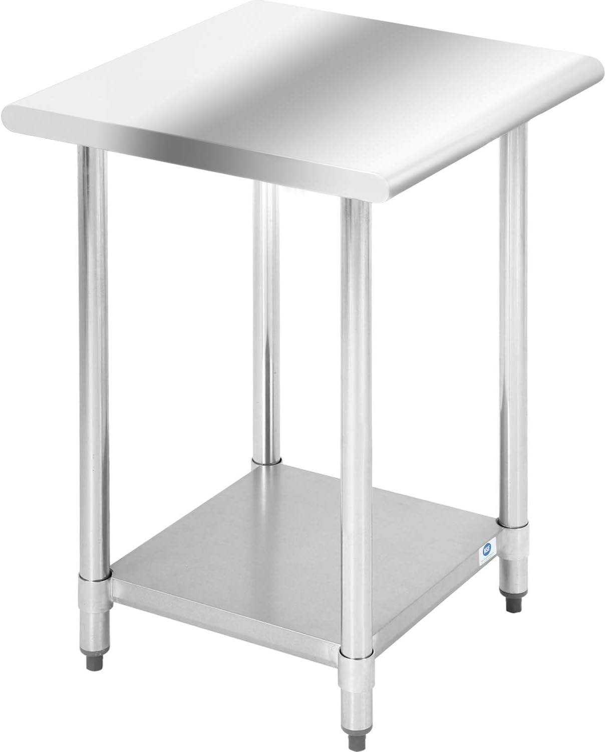 FDW – Mesa de trabajo ajustable de acero inoxidable resistente a los rayones para uso comercial, cocina o para organización y almacenamiento, Acero