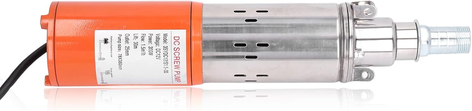 Bomba de tornillo de CC, alta presión sumergible solar de pozo profundo 12V 98.4 ft alta elevación para la entrada de agua del pozo, construcción de