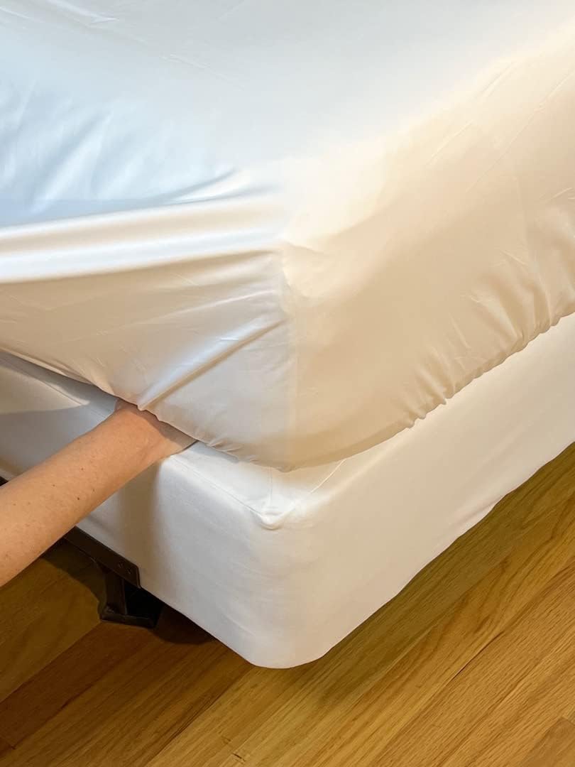 Effortless Bedding – Sábana superior semiajustable patentada, 100% algodón egipcio Giza certificado, fibra extralarga, tejido satinado de 500 hilos,