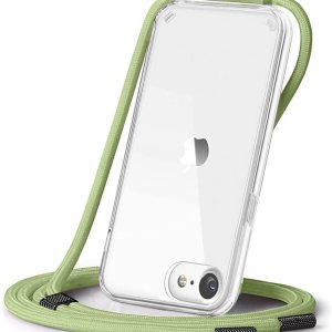 CAROKI Funda transparente para iPhone SE 2022, funda cruzada para teléfono iPhone 78 con correa ajustable de nailon para el cuello, soporte CAROKI Funda transparente para iPhone SE 2022, funda cruzada para teléfono iPhone 78 con correa ajustable de nailon para el cuello, soporte
