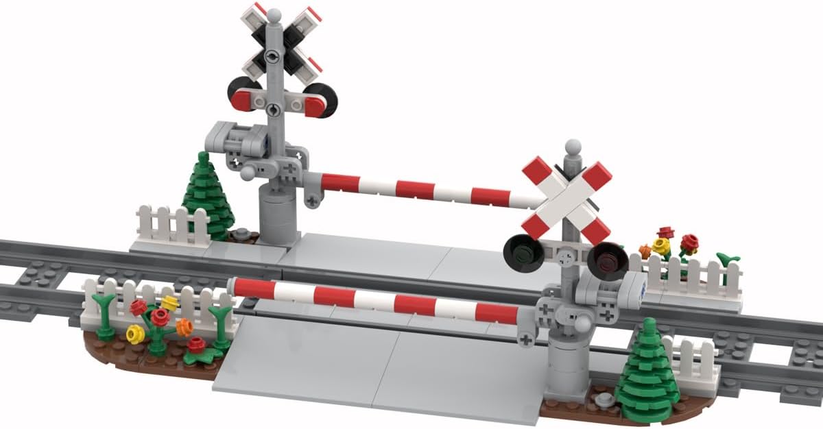 Kit de construcción de ferrocarril de pistas de tren de ciudad, modelo de exhibición de pista de cruce de ferrocarril, juguete de construcción MOC