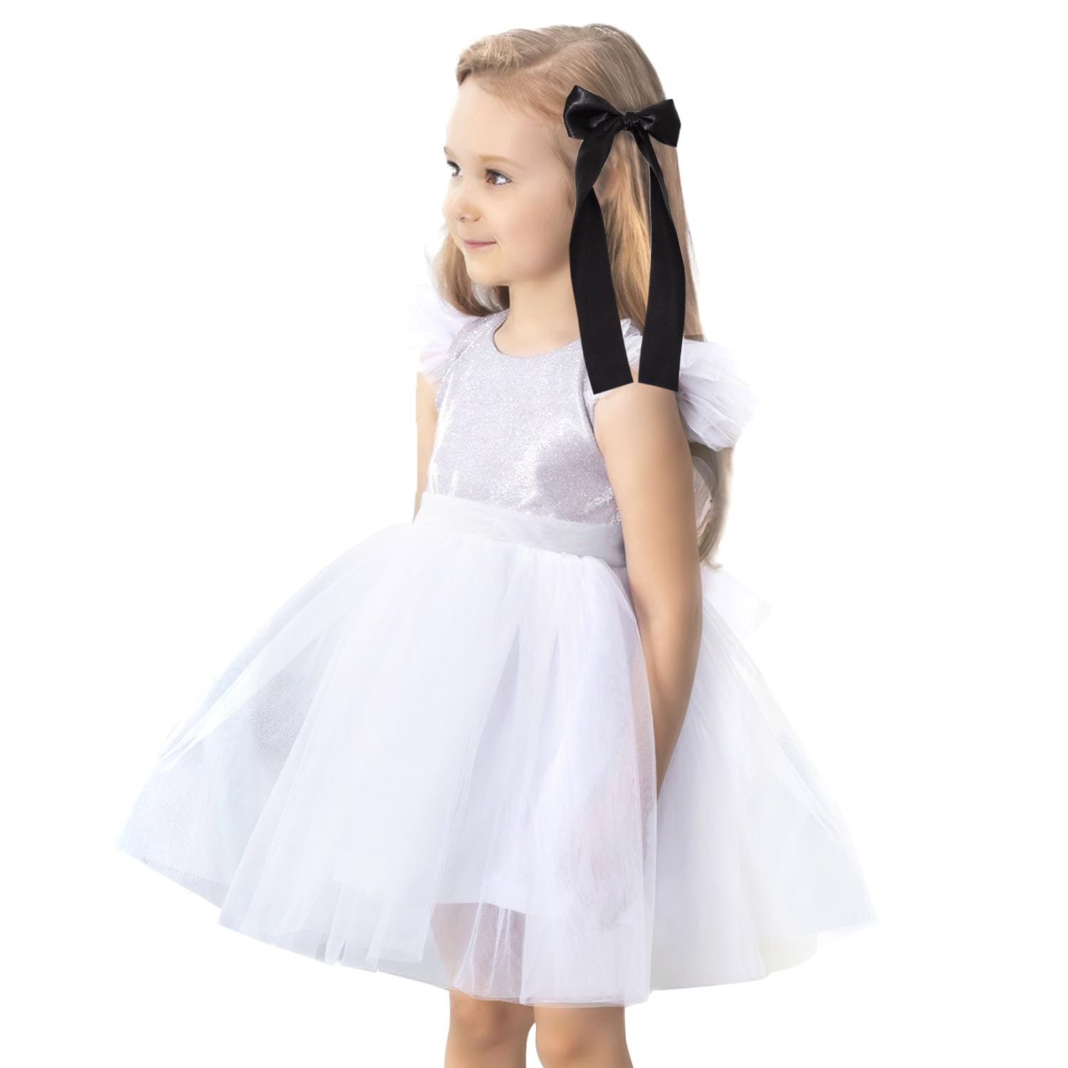 2 lazos de satén sedoso para el cabello, pinzas largas blancas para niñas, pinzas de cocodrilo, accesorios para el cabello para niñas, niños