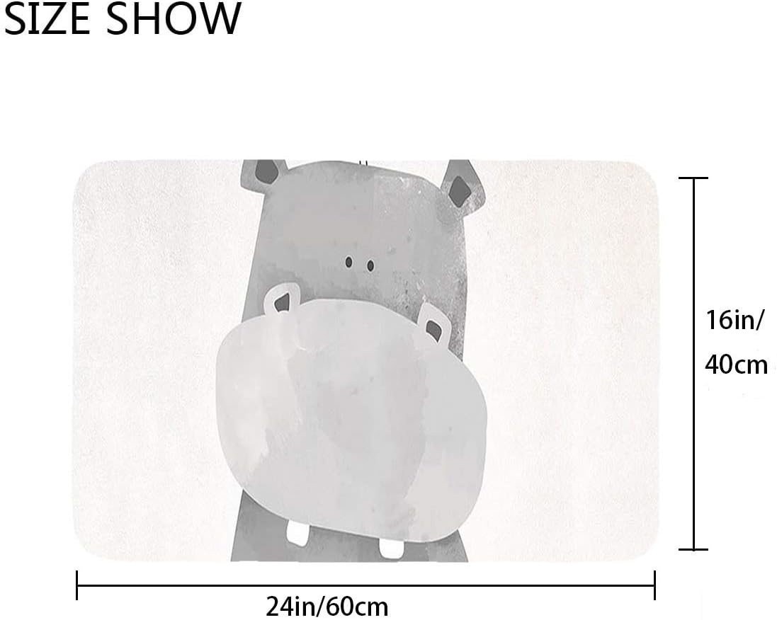 Britimes Bath Mats for Bathroom, Bathroom Mats Rugs No Silp, Funny Animal Hippo Washable Cover Floor Rug Carpets Floor Mat Bathroom Decorations