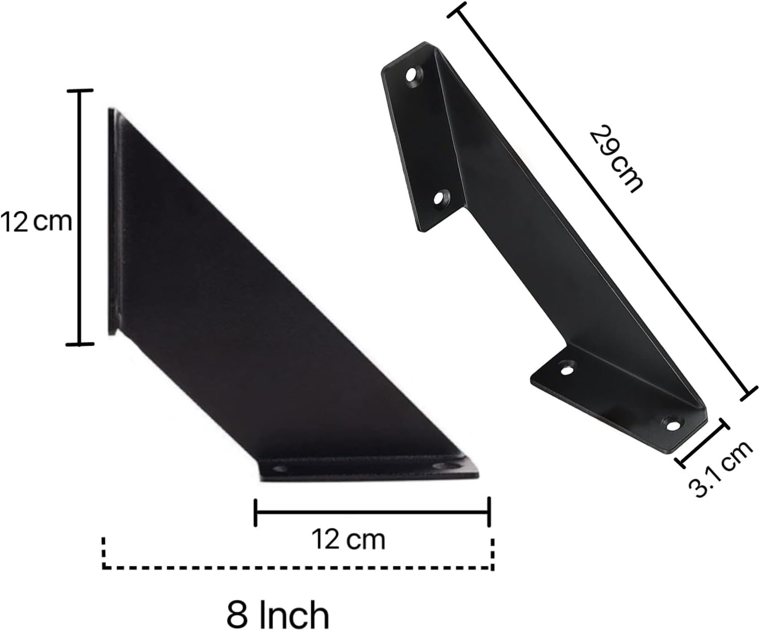 Paquete de 2 soportes angulares resistentes de 8 pulgadas para estantes flotantes  Soportes de pared elegantes y decorativos  Incluye tornillos y