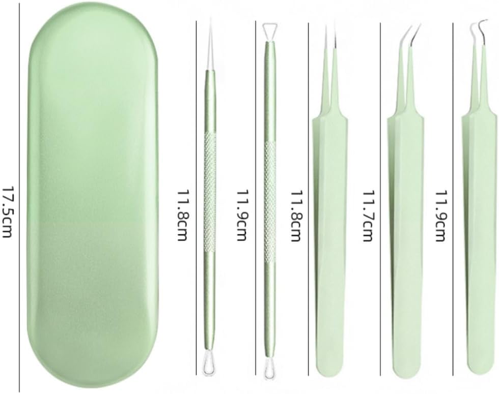 BIVIZKU Kit de herramientas para eliminar puntos negros, kit de 5 piezas, kit profesional de eliminación de acné de acero inoxidable para nariz y