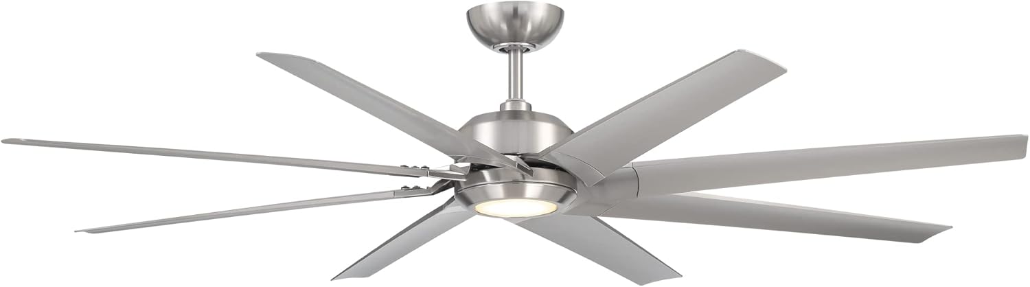 Roboto XL – Ventilador de techo inteligente para interiores y exteriores de 8 aspas de 70 pulgadas en níquel cepillado con kit de luz LED de 3000 K