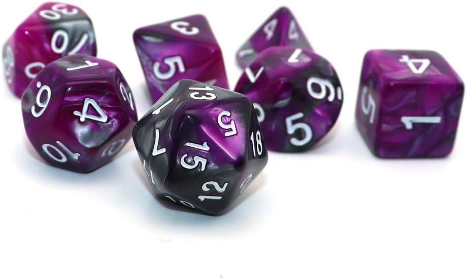DND – Juego de dados poliédricos RPG para Dungeon and Dragons MTG, juego de dados (morado y plateado)