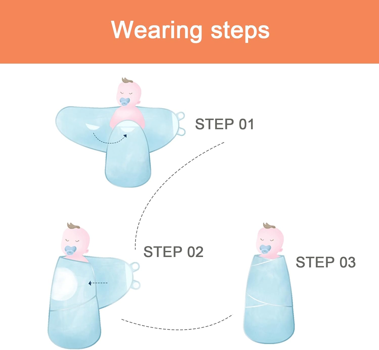 Baby Swaddle Warp – Manta ajustable para recién nacido, paquete de 3 unidades, 100% algodón, para niño y niña, Rosado