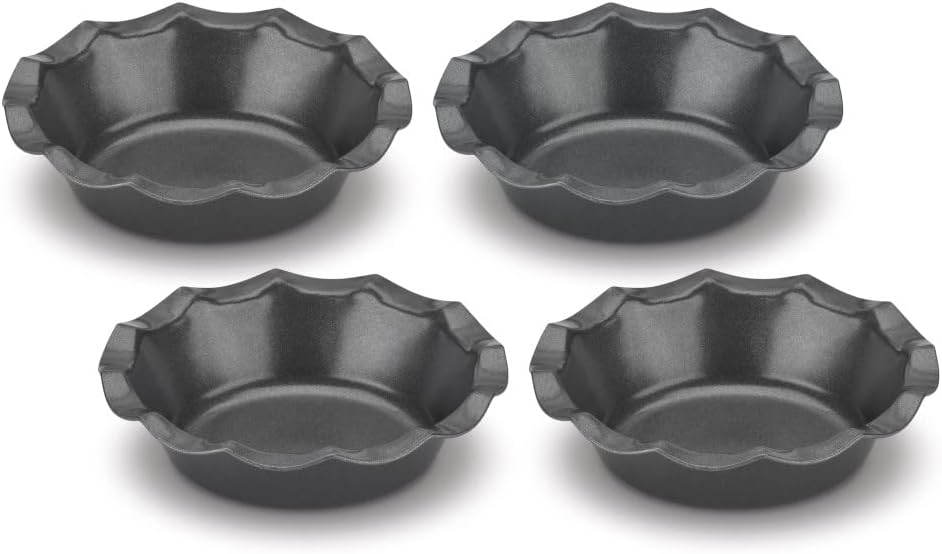 Cuisinart Juego de moldes para tartaletas estriadas de 4 piezas, mini-metal, aleación de acero