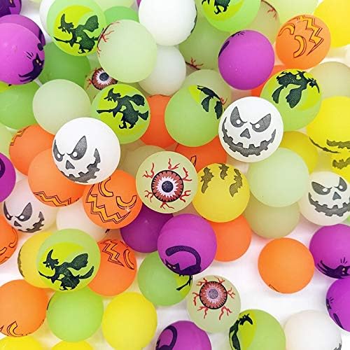 72 bolas rebotadoras de Halloween, 6 diseños temáticos de Halloween que brillan en la oscuridad, suministros de recuerdo de fiesta de Halloween,