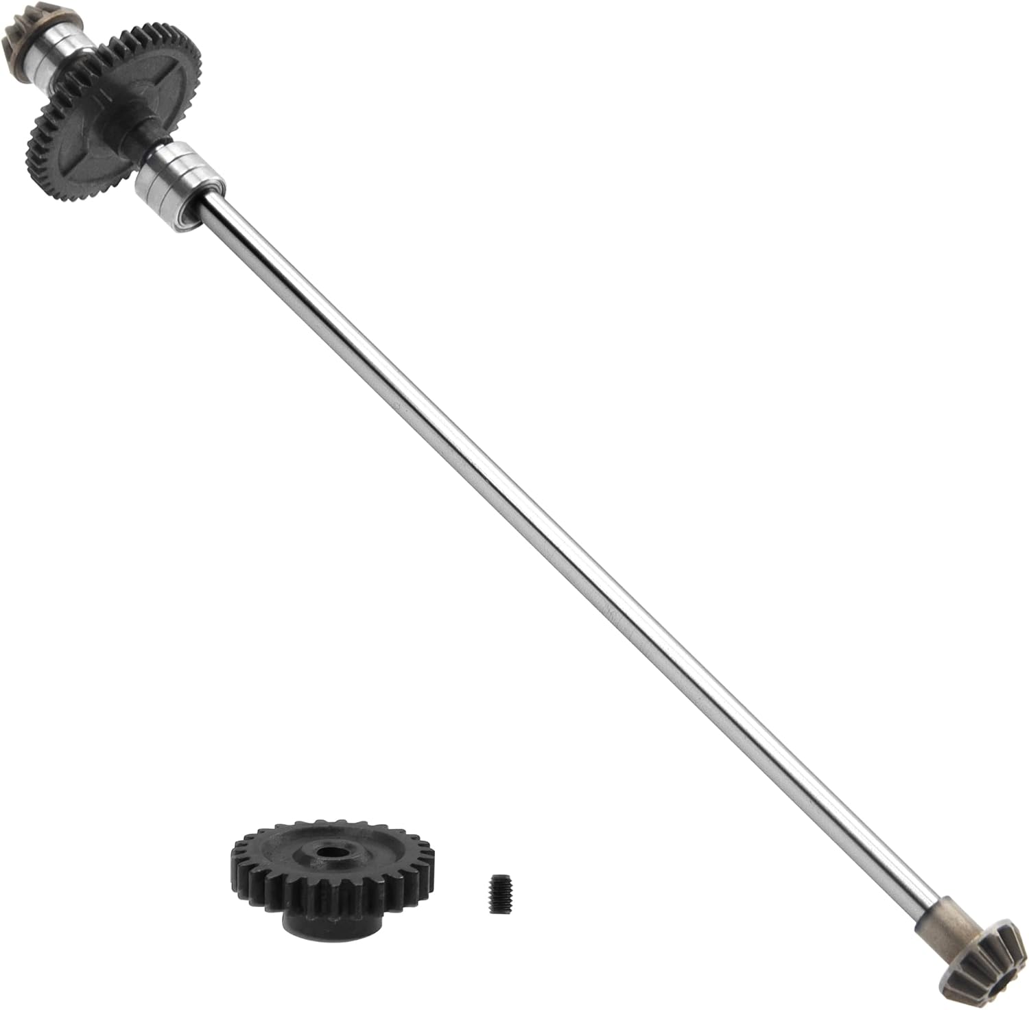 Vgoohobby Eje central de transmisión central de metal para automóvil a control remoto con engranaje de motor 27T, pieza de actualización compatible