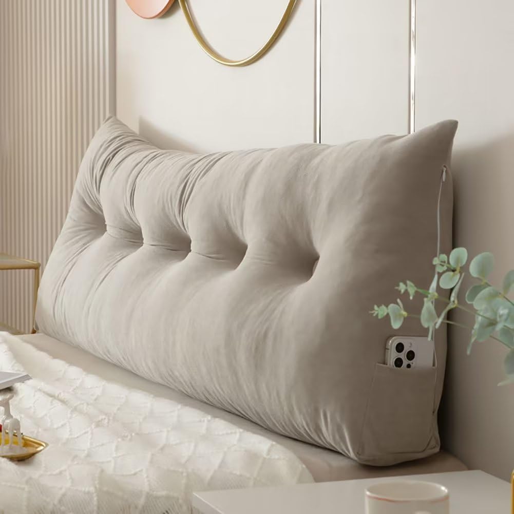 Jaysydd Almohada de cabecero tamaño queen con soporte de posición para cama, almohada de sofá cama, cojín de cabecero, almohada de cuña tamaño King