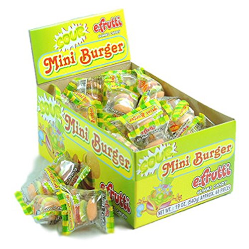 E.Frutti, Sour Mini Burger Gummi, Count 60 (0.31 oz)  Dulces de azúcar, variedades y sabores de Grab