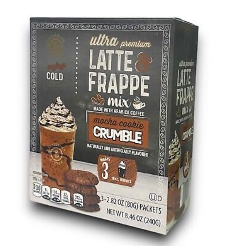 Ultra Premium Latte Frappe Mix Mocha Cookie Crumble Enjoy Cold Paquetes de 3-3.35 oz (95G) Peso neto 10.05 oz (285G)