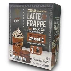 Ultra Premium Latte Frappe Mix Mocha Cookie Crumble Enjoy Cold Paquetes de 3-3.35 oz (95G) Peso neto 10.05 oz (285G) Ultra Premium Latte Frappe Mix Mocha Cookie Crumble Enjoy Cold Paquetes de 3-3.35 oz (95G) Peso neto 10.05 oz (285G)