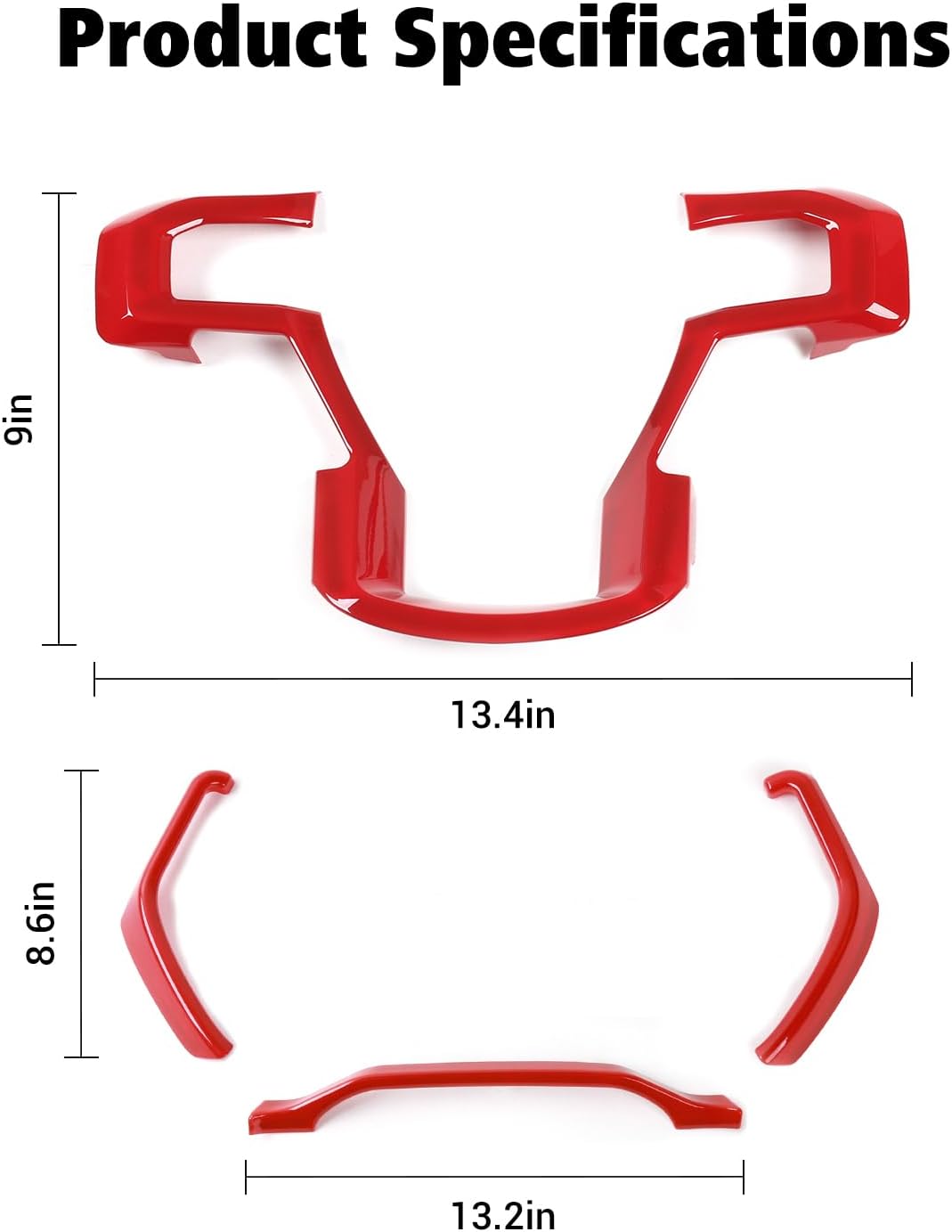 Voodonala Cubierta del panel del volante central con cubierta de tablero de salpicadero compatible con Ford F150 2015-2020 (4 unidades, ABS, rojo)