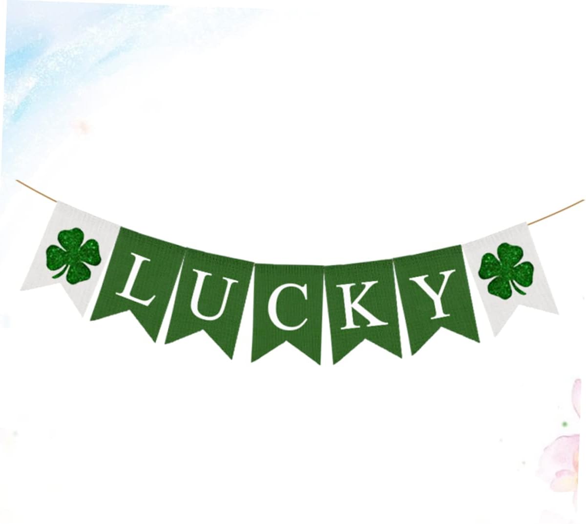 Abaodam 2pcs Irish Party Bunting Patricks Day Bunting Jute Bunting Banners Paddys Day Party Letter Printed Garland Linen Buntings Flag Linen Banner