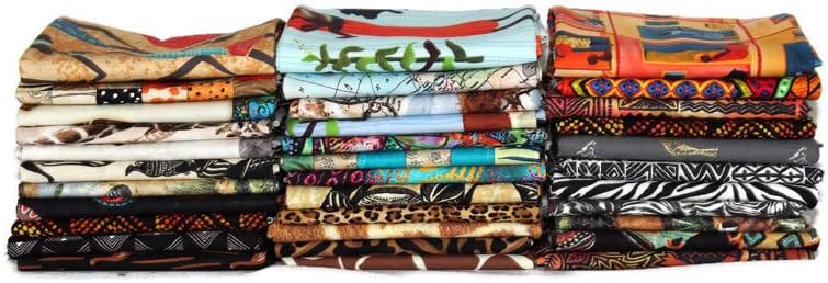 Paquete de 10 cuartos de grasa  África africana Fat Quarter Bundle Animales, Leones, Jirafa, cebra, rinoceronte, geométrico, safari, estampados