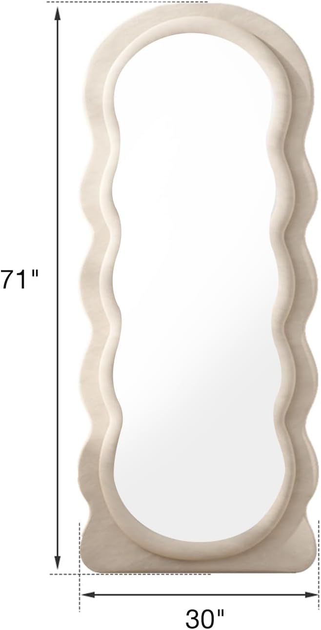 Espejo de longitud completa, espejo de suelo con soporte, espejo de piso para bebé, espejo de pared de longitud completa, espejo de pie de 71 x 30
