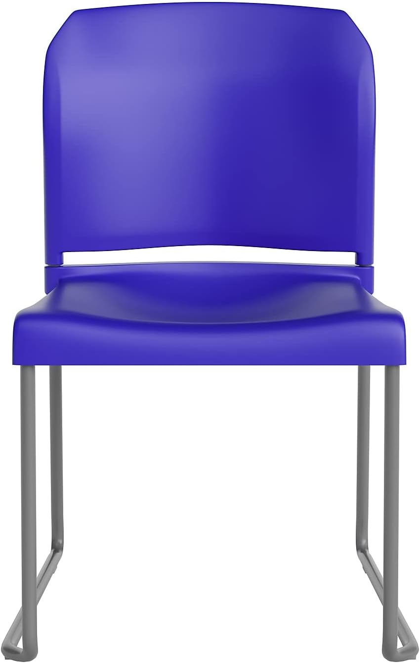 Flash Furniture Hercules Series – Silla apilable contorneada con respaldo completo de 880 libras con base de trineo recubierto de polvo gris, 23.75