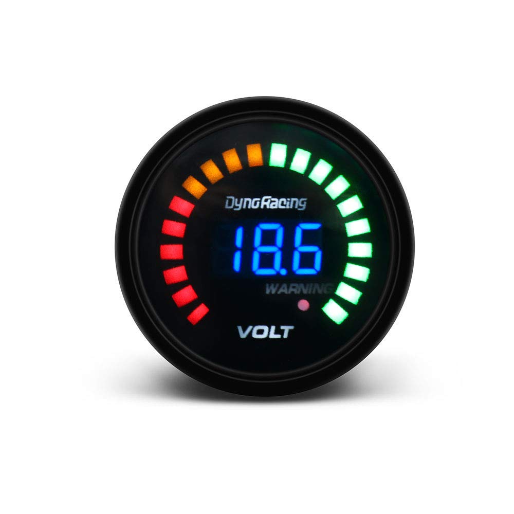 Dyno Racing 2 pulgadas 2.047 in 12V coche digital voltímetro medidor de voltaje medidor 20 LED negro 7.5-20V voltios medidor de coche