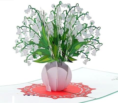 ETA Lily of the Valley – Tarjeta desplegable 3D de feliz cumpleaños con diseño de flores, para el día de la madre, mejores deseos para mamá, mujeres