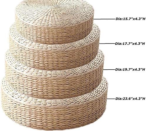Paquete de 2 cojines de suelo de tatami para sentarse, tamaño más grande, acolchados, redondos, con pajilla, para asiento al aire libre (diámetro