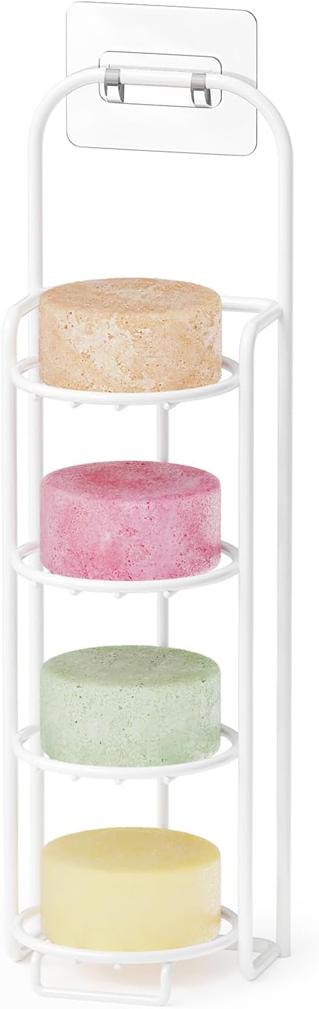 SpaceAid Soporte de barra de champú de 4 niveles para ducha, soporte de barra de jabón autodrenante para pared de baño y fregadero de cocina,