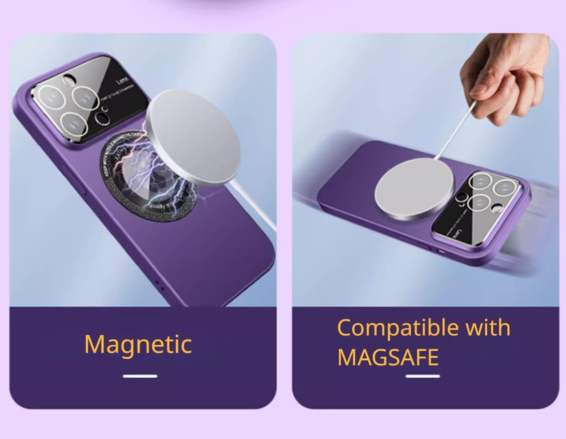 Funda magnética para iPhone 14 Pro Max compatible con Magsafe, protección completa de cámara con protector de lente, ultrafina para hombres y