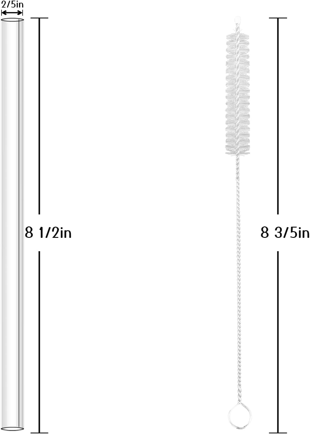Antner Paquete de 12 popotes de vidrio reutilizables, 8.5 pulgadas x 0.394 in, pajitas de vidrio transparente recto para bebidas calientes y frías,
