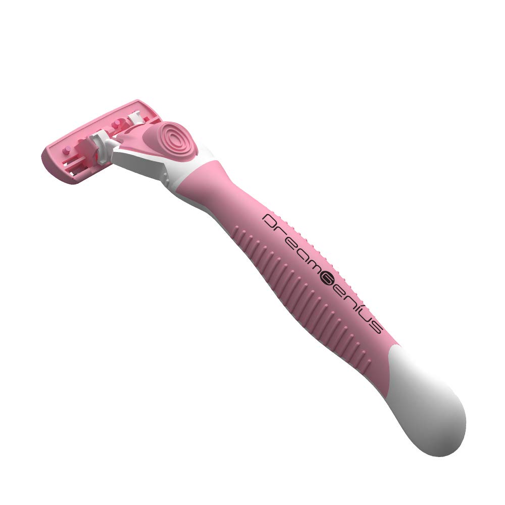 DreamGenius Maquinillas de afeitar para mujer, 6 cuchillas incluye 2 asas y 19 repuestos, paquete de afeitadora, antideslizante, transporte de