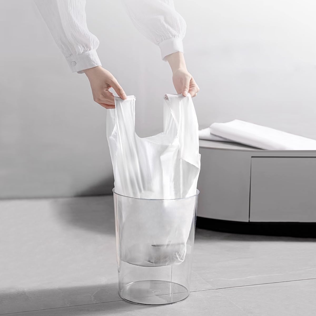 Bolsas de basura pequeñas con asa de corbata, bolsas de basura de baño de 1.2 galones, mini bolsas de basura para dormitorio, oficina, inodoro,