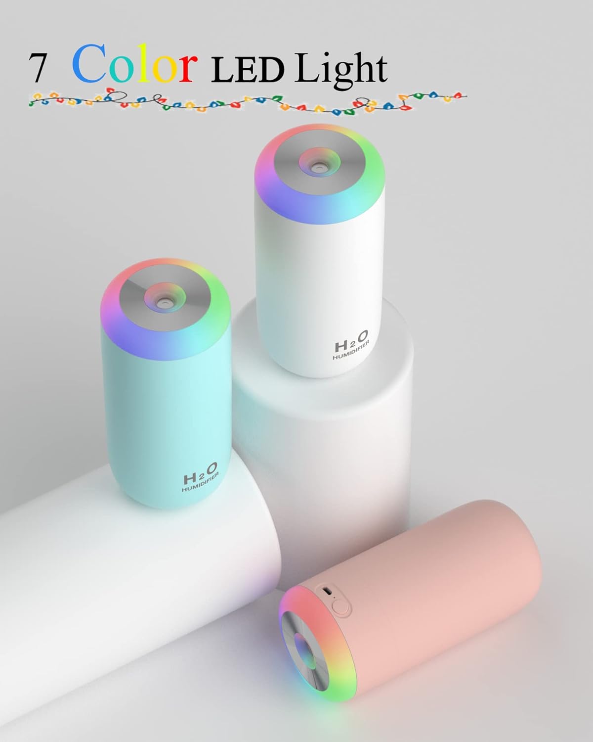 Mini humidificador, humidificador de bebé de 11.8 fl oz para dormitorio, humidificador de niebla fría para bebé, humidificador LED con luz nocturna,